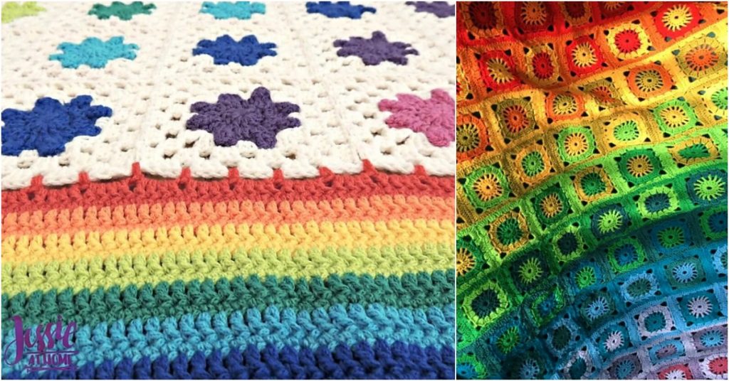 Easy Rainbow Crochet Blanket Patterns Available For Free!